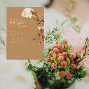 Warm Floral Caramel  Bridal Shower  Invitation