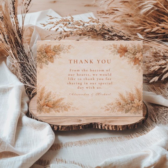 Warm Floral Fall Wedding Thank You Card (Creator Uploaded)
