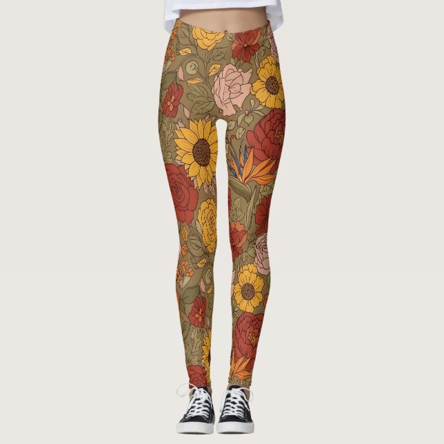 Warm Floral Patterned Legging (Front)