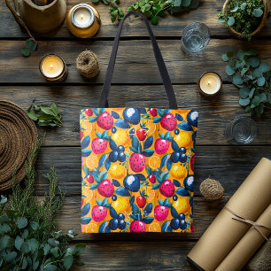 Warm Fruit Pattern – Bold Citrus and Berry  Tote Bag