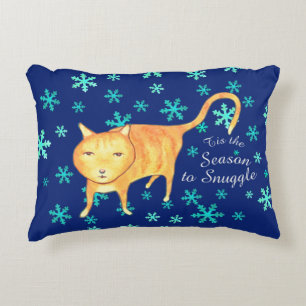 Warm Fuzzies & Winter Flurries Christmas Cat  Decorative Cushion