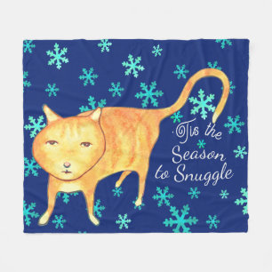 Warm Fuzzies & Winter Flurries Christmas Cat Fleece Blanket