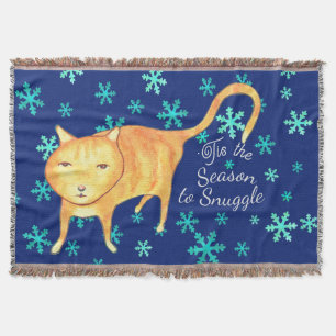 Warm Fuzzies & Winter Flurries Christmas Cat Throw Blanket