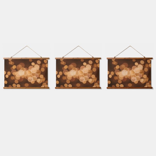 Warm Gold Abstract Bokeh Lights Hanging Tapestry (Triple)