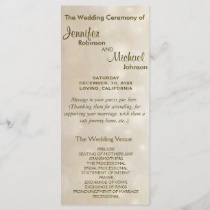 Warm Gold Bokeh Wedding Program Programme