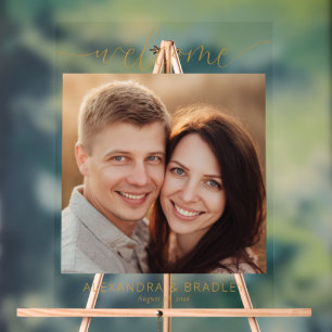 Warm Gold Classic Photo Acrylic Sign
