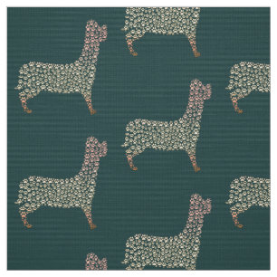 Warm Gold Gradient Paw Print Dog Silhouette Fabric