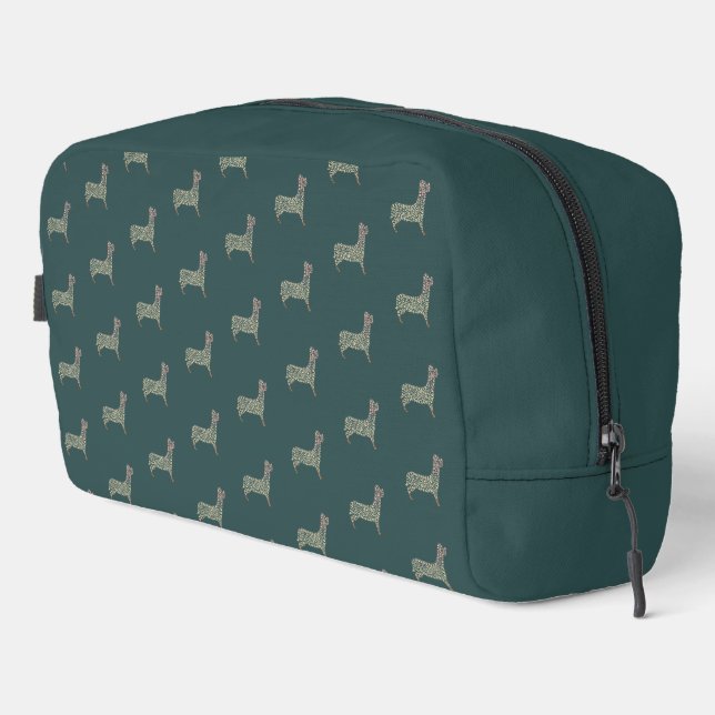 Warm Gold Gradient Paw Print Dog Silhouette Fabric Dopp Kit (Right Corner)