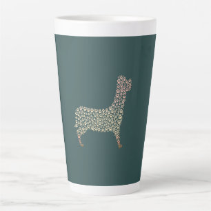 Warm Gold Gradient Paw Print Dog Silhouette Fabric Latte Mug