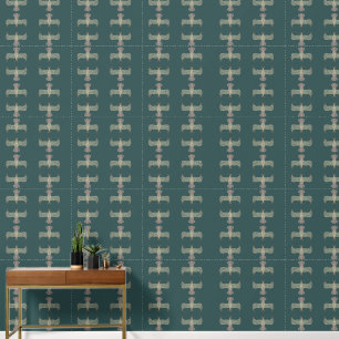 Warm Gold Gradient Paw Print Dog Silhouette Fabric Wallpaper