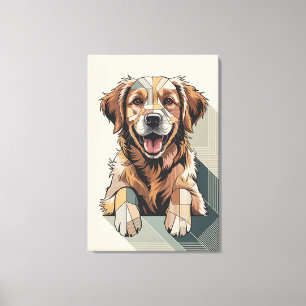 Warm Golden Retriever Mosaic Canvas Print