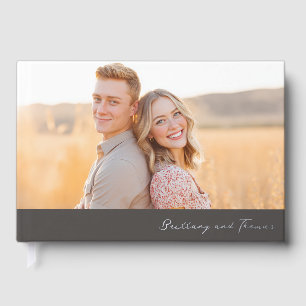 Warm Golden Romantic Photo Guest Book
