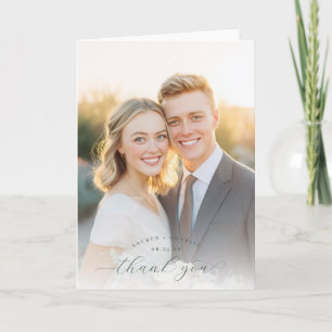 Warm Golden Romantic Photo Thank You Card
