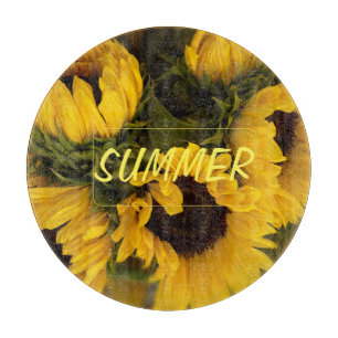Warm Golden Sunflower Custom Cutting Board
