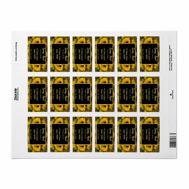 Warm Golden Sunflower Custom Label (Full Sheet)