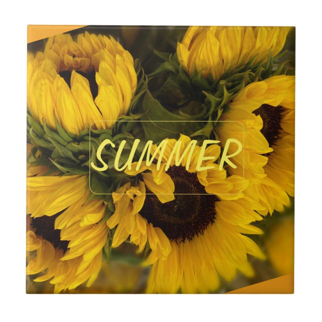 Warm Golden Sunflower Custom Tile (Front)