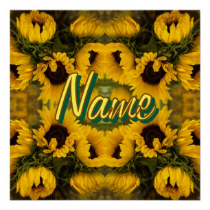 Warm Golden Sunflowers Custom Text Poster