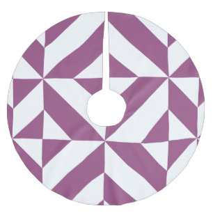 Warm Grape Geometric Deco Cube Pattern Brushed Polyester Tree Skirt