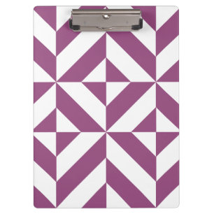 Warm Grape Geometric Deco Cube Pattern Clipboard