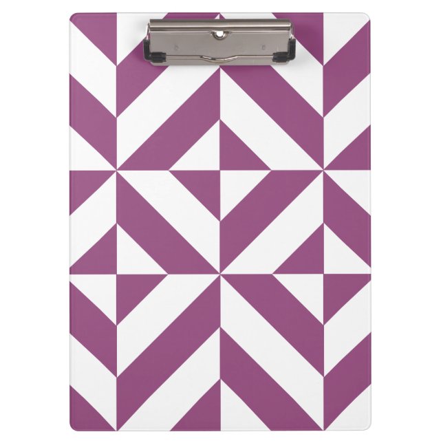 Warm Grape Geometric Deco Cube Pattern Clipboard (Front)