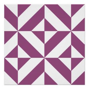 Warm Grape Geometric Deco Cube Pattern Poster