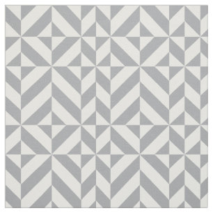 Warm Gray Geometric Deco Cube Pattern Fabric
