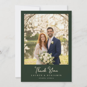Warm Green Floral Photo Thank You Card