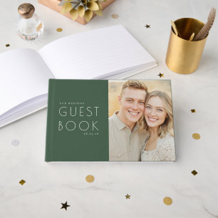 Warm Green Minimalist Photo Guest Book