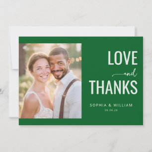 Warm Green Minimalist Photo Thank You Card