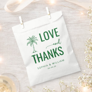 Warm Green Palm Tree Love Thanks Favour Bags