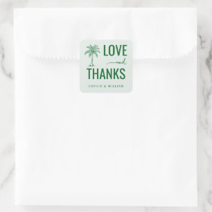 Warm Green Palm Tree Love Thanks Square Sticker