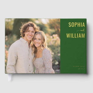 Warm Green Romantic Photo Guest Book