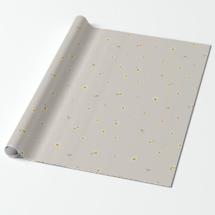 Warm Greige Japanese Narcissus Floral Pattern Wrapping Paper
