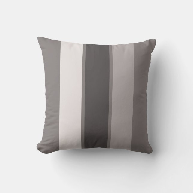 Warm Grey 3 Stripe (2 of 3) 16" Throw Pillow (Front)