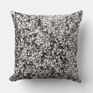 Warm Grey Black White Speckled Mosaic Abstract Cushion