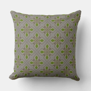 Warm Grey Cross Leaf of Green Accent Throw Pillow