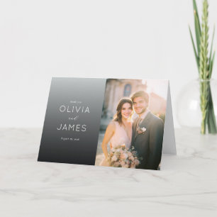 Warm Grey Elegant Photo Thank You Card
