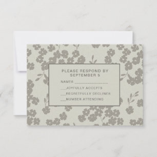 Warm Grey Formal Floral RSVP Card Elegant Modern