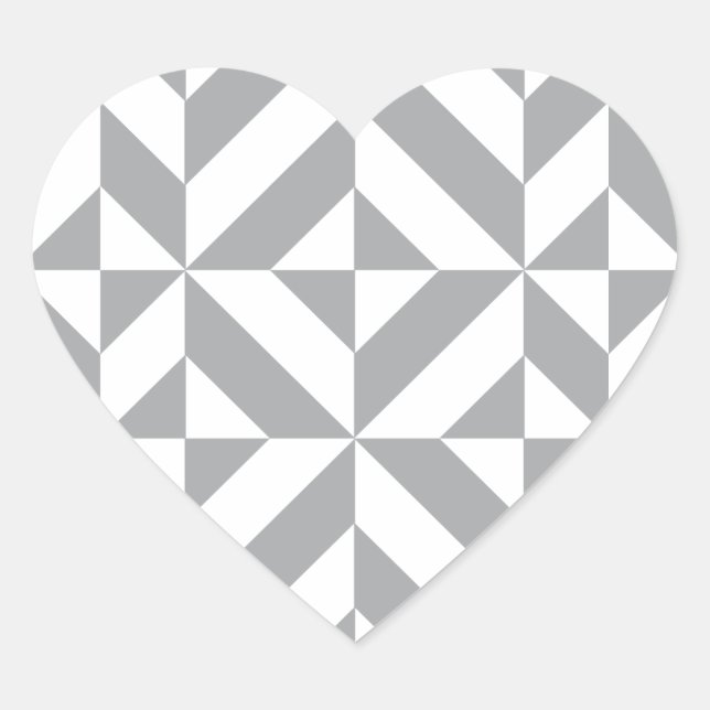 Warm Grey Geometric Deco Cube Pattern Heart Sticker (Front)