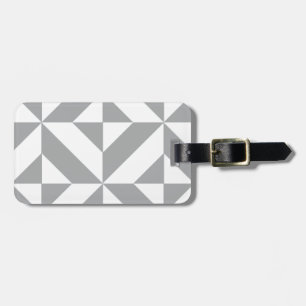 Warm Grey Geometric Deco Cube Pattern Luggage Tag