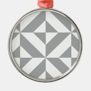 Warm Grey Geometric Deco Cube Pattern Metal Tree Decoration