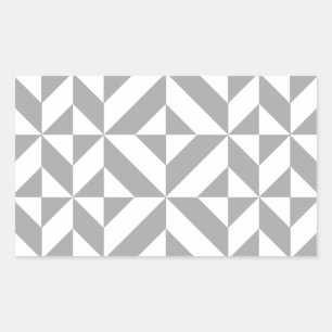 Warm Grey Geometric Deco Cube Pattern Rectangular Sticker
