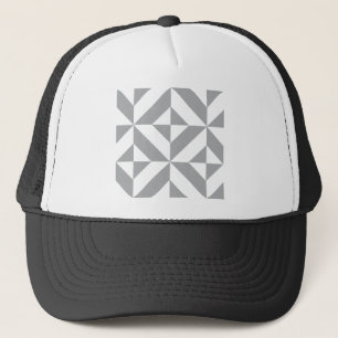 Warm Grey Geometric Deco Cube Pattern Trucker Hat