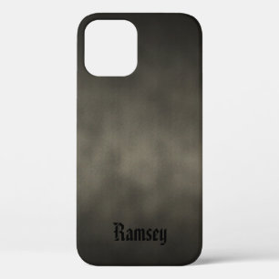 Warm Grey Gothic Ombre Art With Your Name iPhone 12 Case