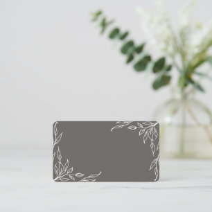 Warm Grey Leaf Motif Thanksgiving Flat Place Card