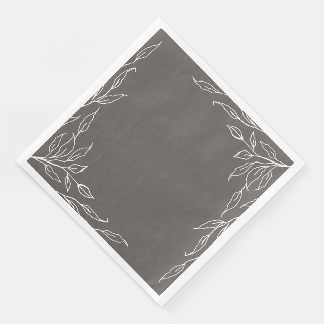 Warm Grey Leaf Motif Thanksgiving Party Napkins (Corner)