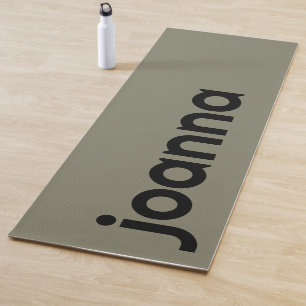 Warm Grey Modern Name Stylish Simple Yoga Mat