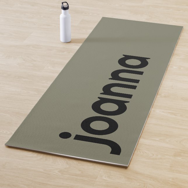 Warm Grey Modern Name | Stylish Simple Yoga Mat (In Situ)