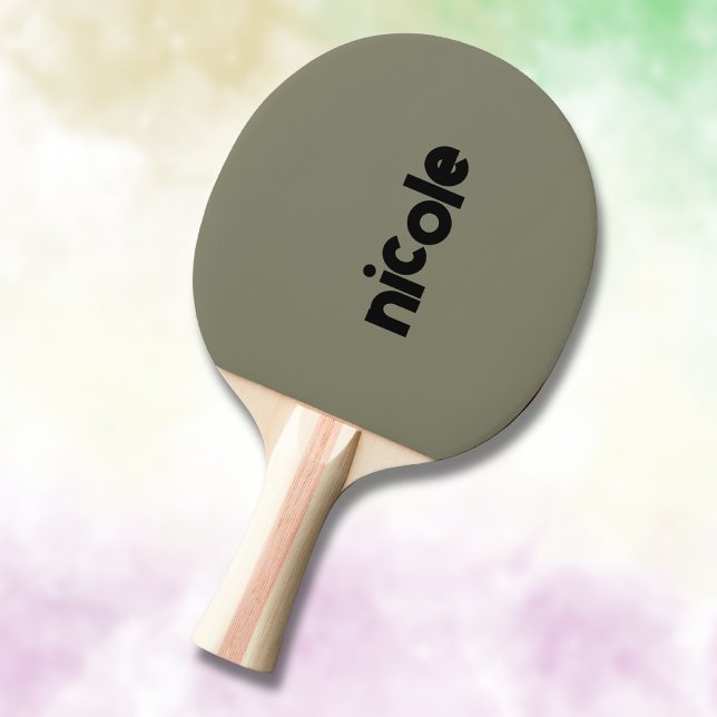 Warm Grey Modern Name | Trendy Minimalist  Ping Pong Paddle (Creator Uploaded)