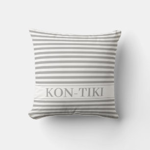 Warm Grey Striped Custom Boat Name. Cushion